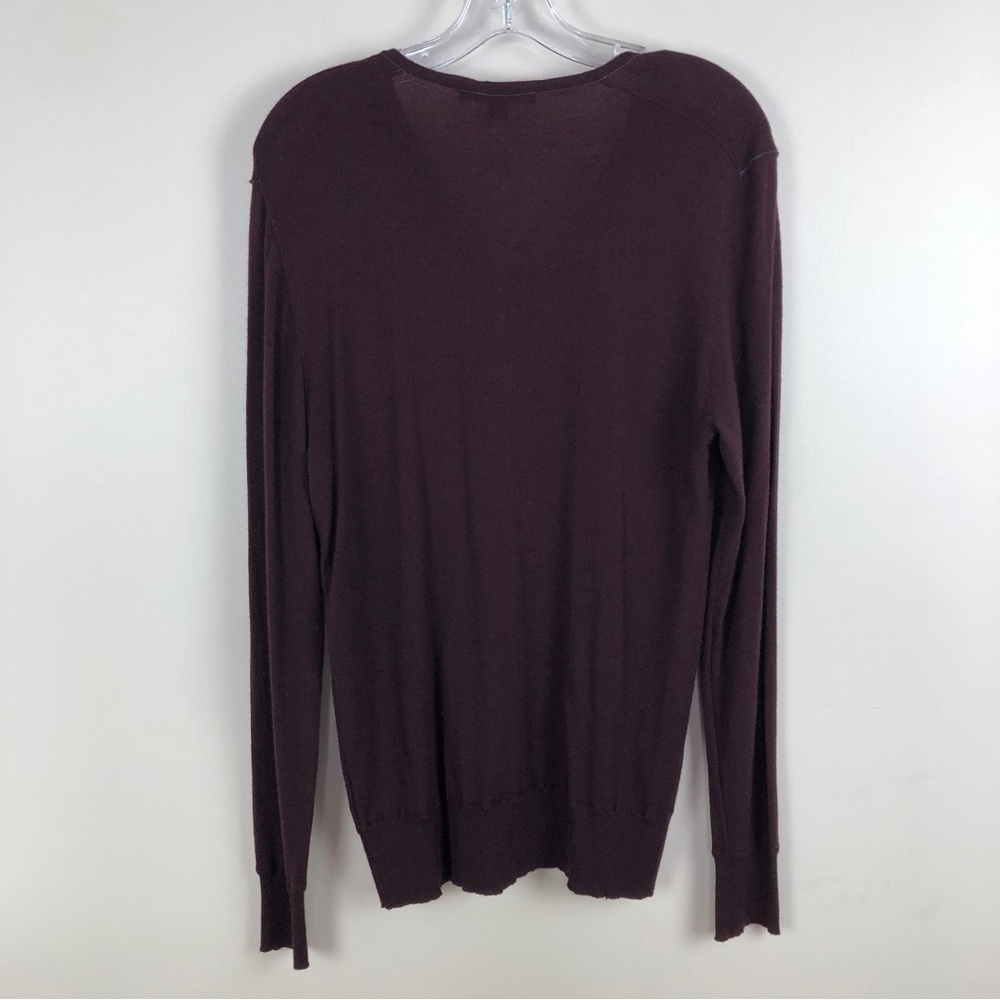 John Varvatos burgundy v-neck 100% merino wool sweater - Picture 7 of 11